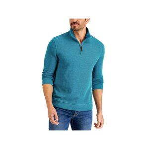 Club Room Mens Birdeye 1/4 Zip Office Pullover Sweater Blue Size L